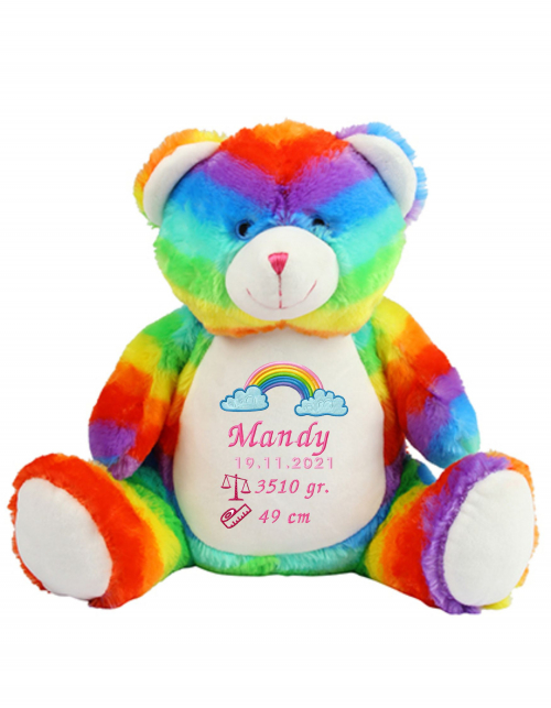 Rainbow Teddy mit Stick
